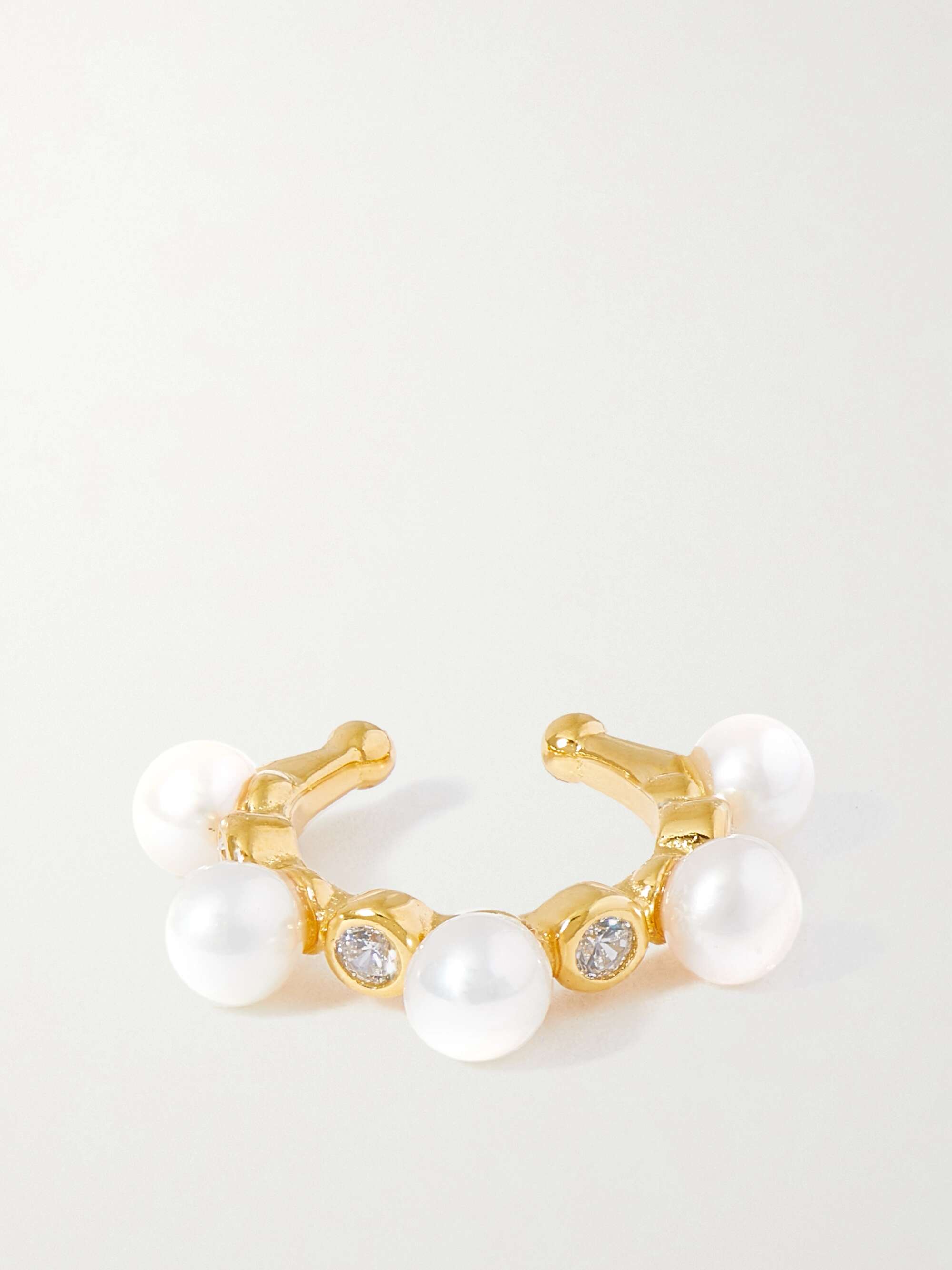 Hooked on You Gold Vermeil, Pearl and Cubic Zirconia Ear Cuff