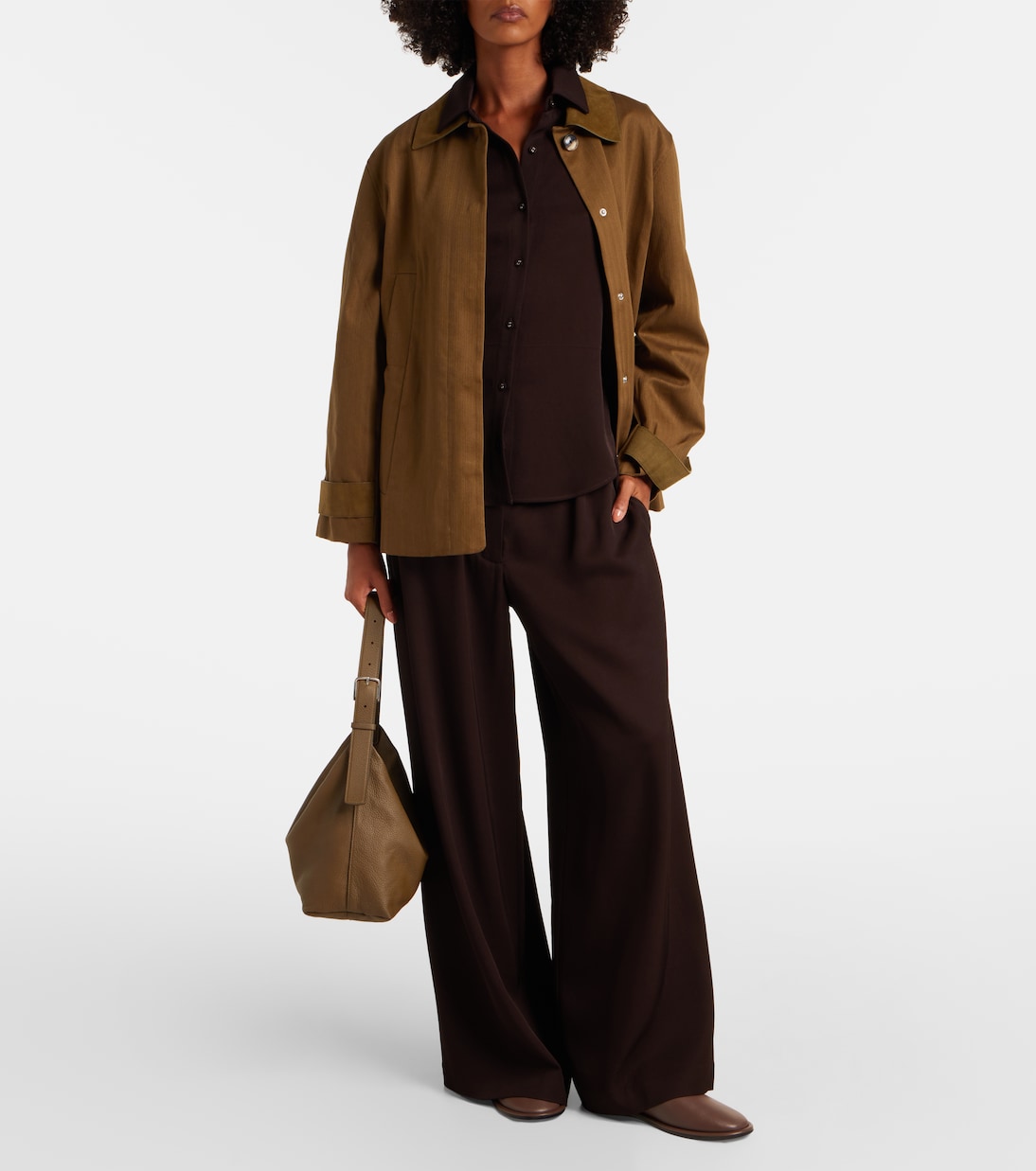 White Label Meadow Twill Wide-Leg Pants in Brown - Proenza Schouler