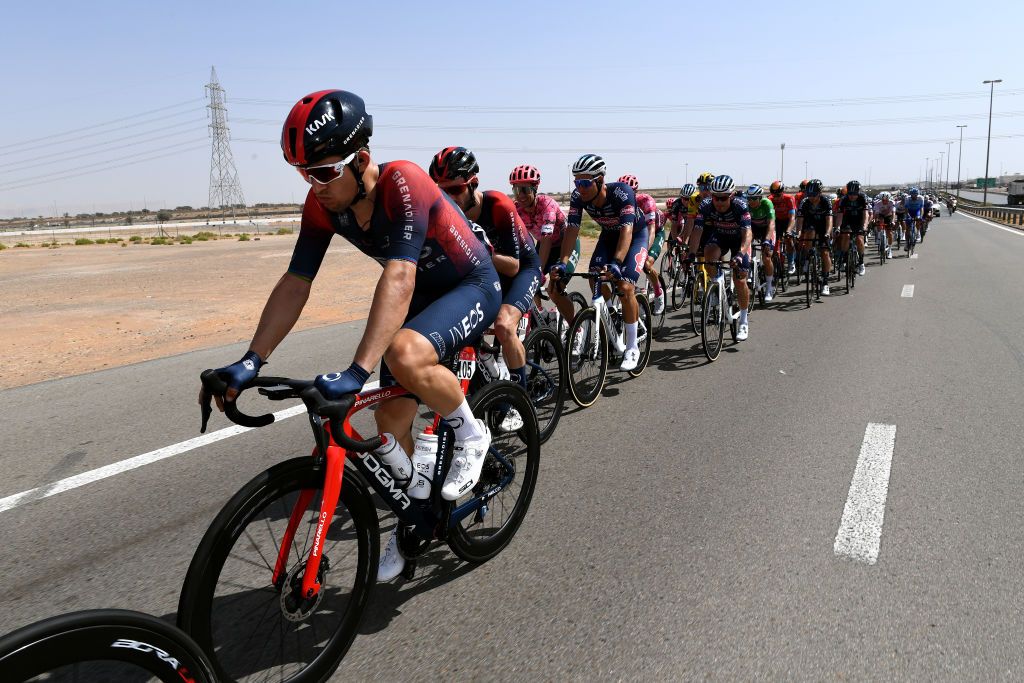 JEBEL HAFEET UNITED ARAB EMIRATES FEBRUARY 26 Michal Kwiatkowski of Poland and Team INEOS Grenadiers competes during the 4th UAE Tour 2022 Stage 7 a 148km stage from Al Jahili Fort to Jebel Hafeet 1025m UAETour WorldTour on February 26 2022 in Jebel Hafeet United Arab Emirates Photo by Tim de WaeleGetty Images