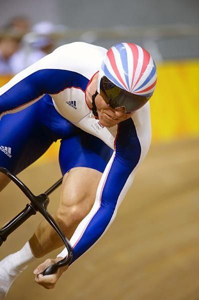 A focussed Chris Hoy set a new Olympic record in the 200m...