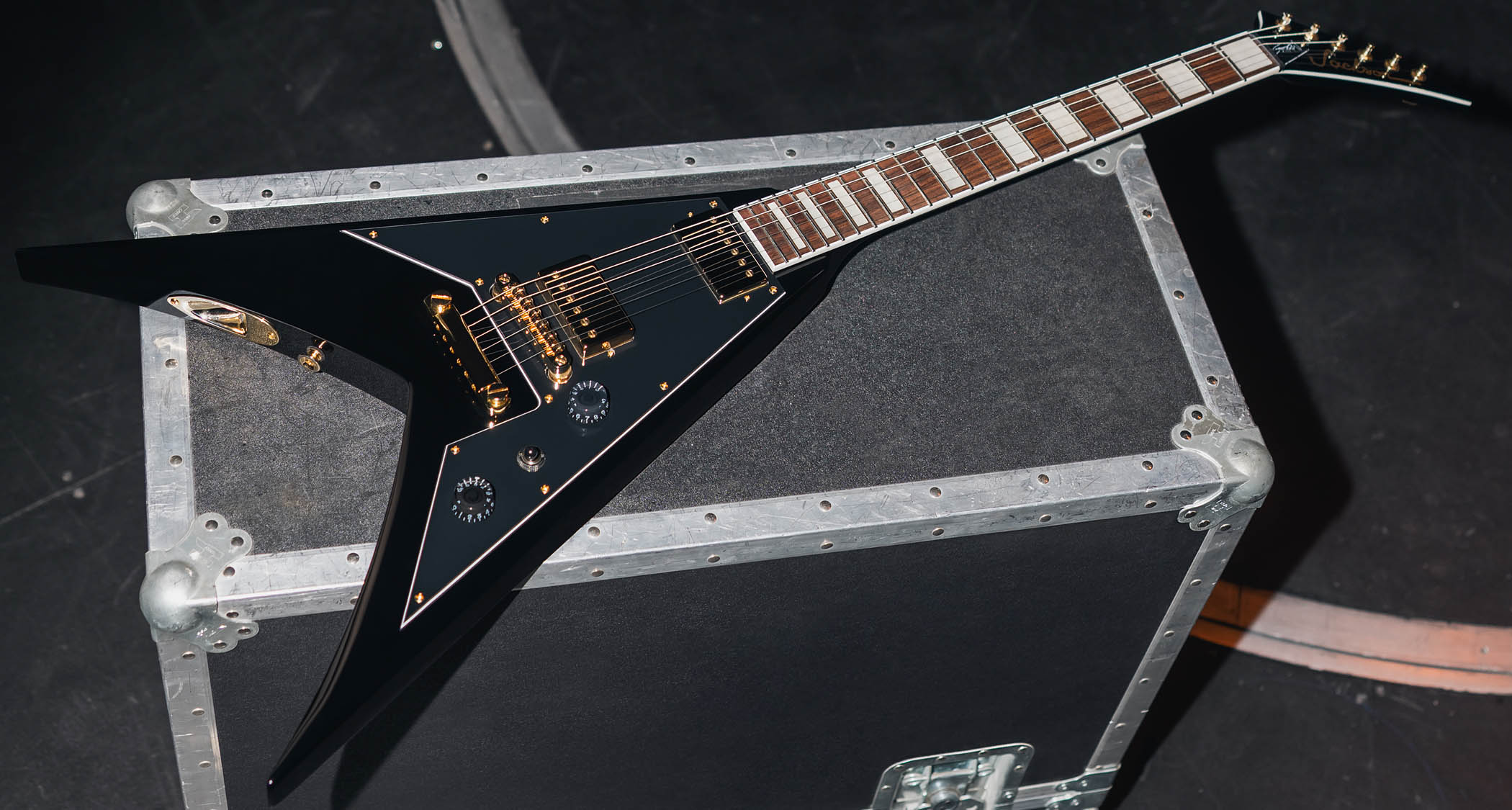 The Jackson X Series Scott Ian King V KVXT is refreshed in Gloss Black for 2025.