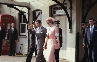 Prince Charles and Princess Diana arrive at Romsey Station before their honeymoon trip to Gibraltar on the Royal Yacht Brittania, July 1981