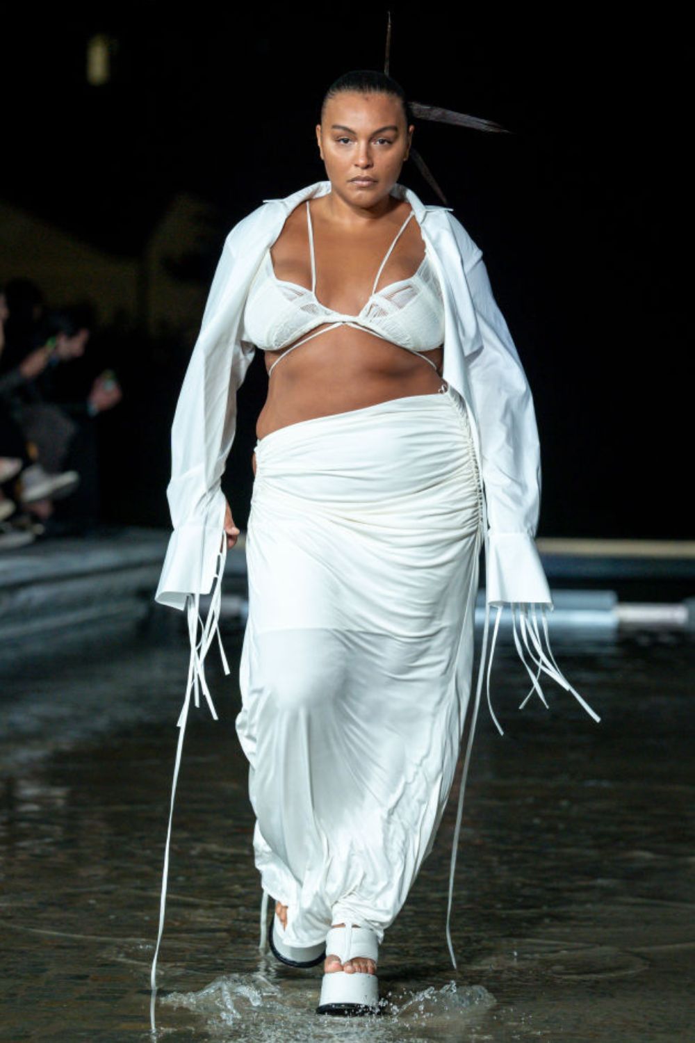 Paloma Elsesser walks the runway.