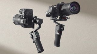 Two DJI RS 3 Mini gimbals with two camera mounted
