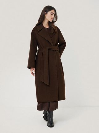 Double Faced Cocoon Wrap Coat | Chocolate