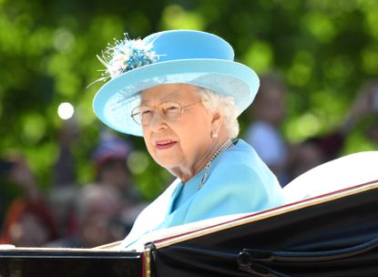 Queen Elizabeth II during Trooping The Colour 2018 at The Mall on June 9, 2018 in London