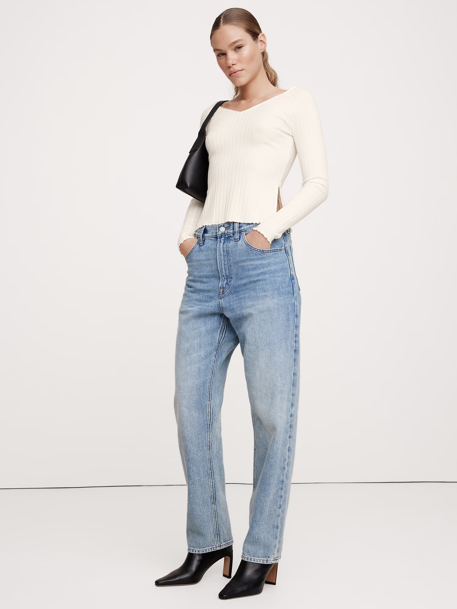 Banana Republic, wide rib face V-neck top