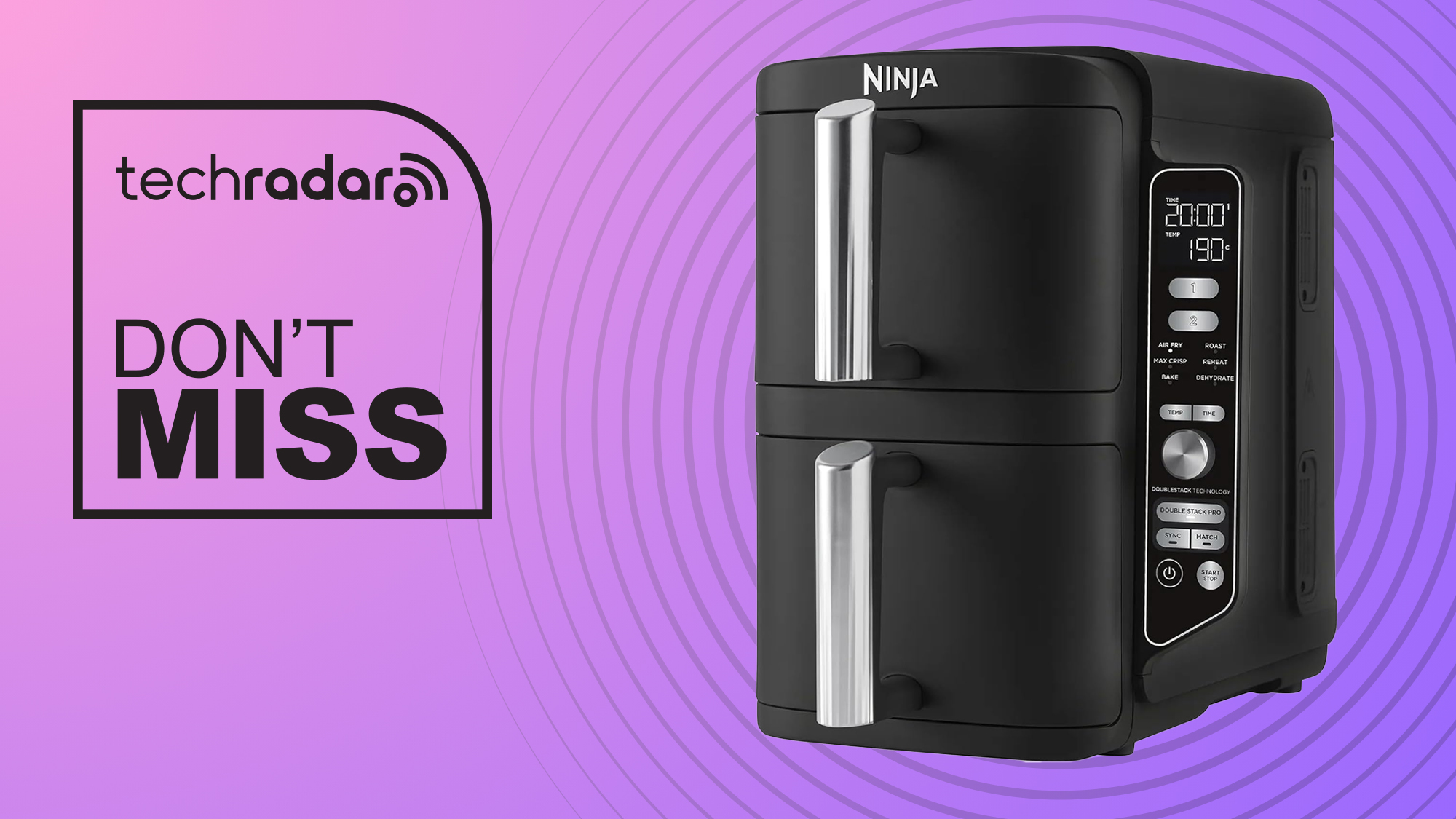 A Ninja air fryer with two buckets for use