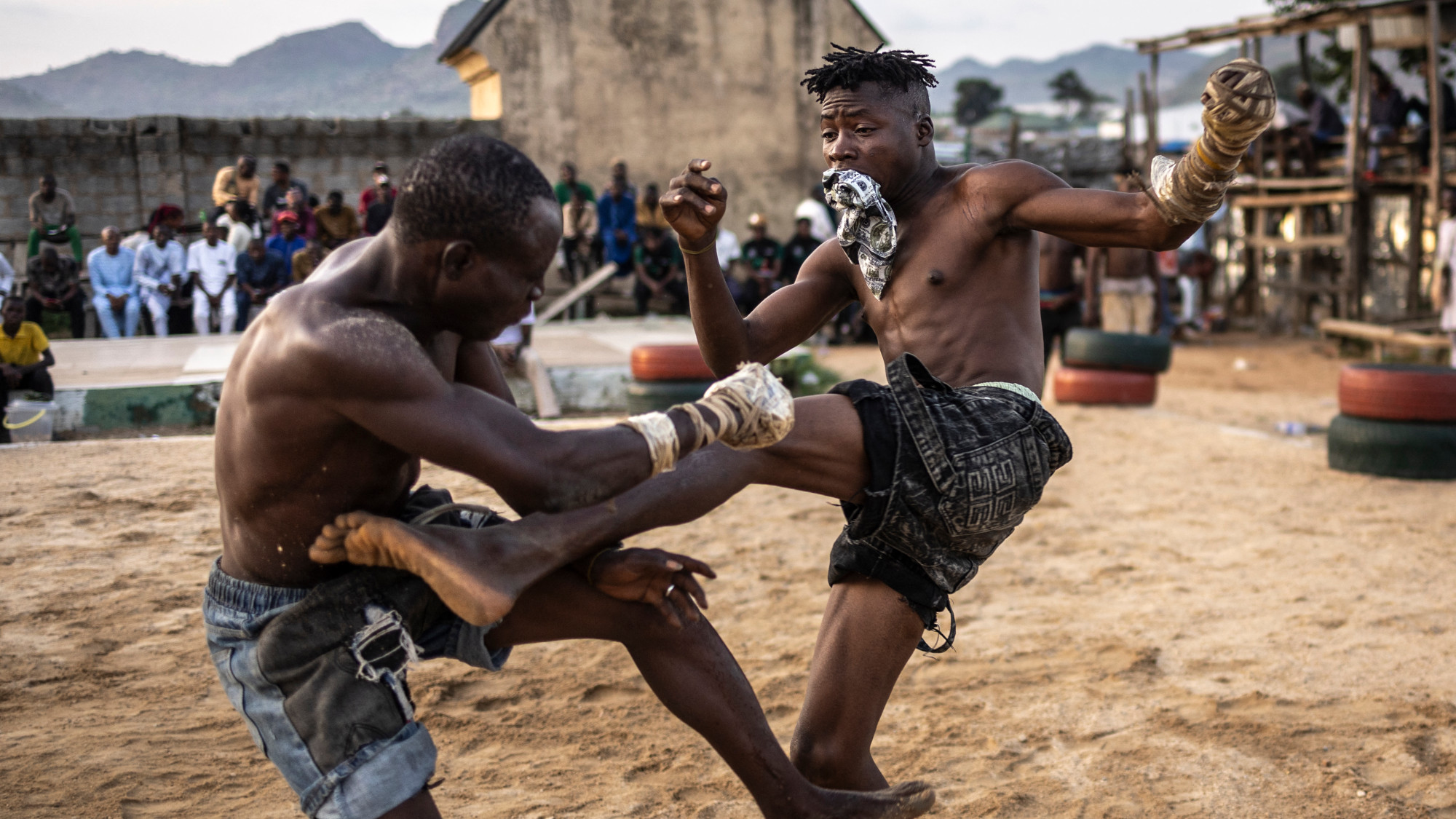 A boxing match 