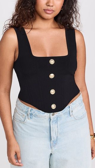 L'agence Saga Square Neck Knit Corset Blouse