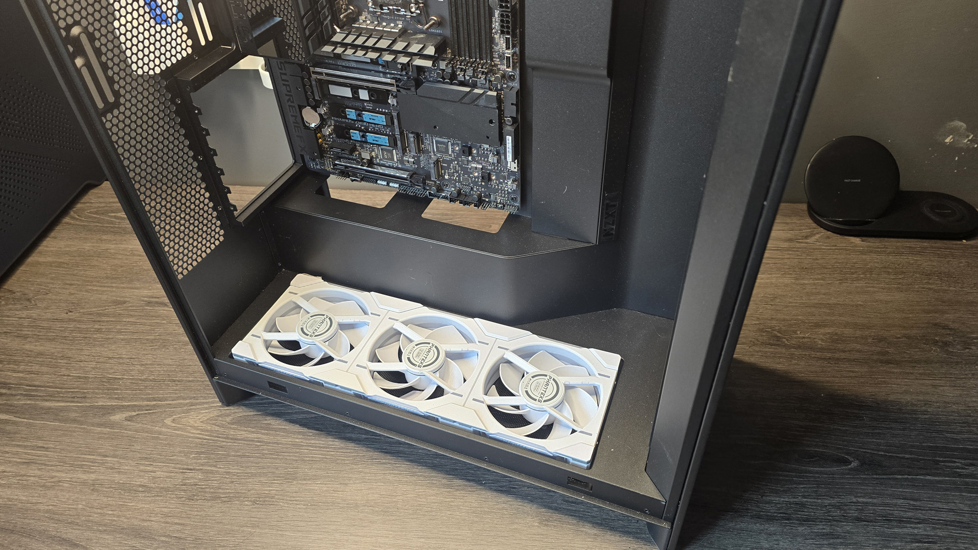 NZXT H7 Flow PC case being built into