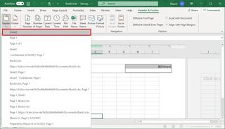 Excel remove header using Insert tab