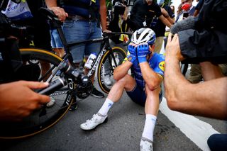 FOUGERES FRANCE JUNE 29 Mark Cavendish of The United Kingdom and Team Deceuninck QuickStep stage winner celebrates at arrival during the 108th Tour de France 2021 Stage 4 a 1504km stage from Redon to Fougres LeTour TDF2021 on June 29 2021 in Fougeres France Photo by Tim de WaeleGetty Images
