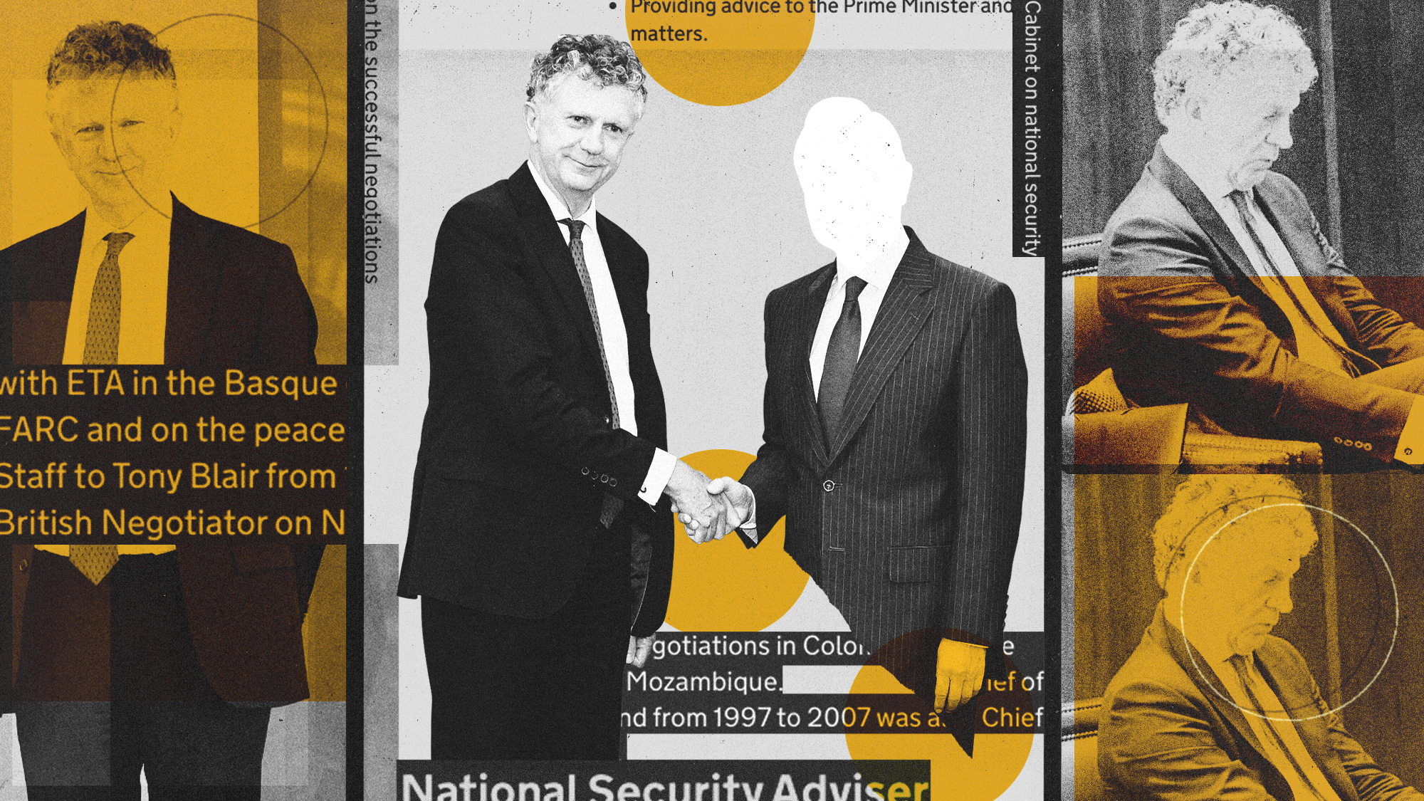 Photo composite illustration of UK national security adviser Jonathan Powell