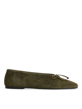 Suede Ballerina - Khaki Green - Arket Gb