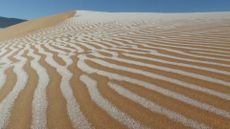 Ice streaks the sand dunes of the Sahara Desert in northwestern Algeria.