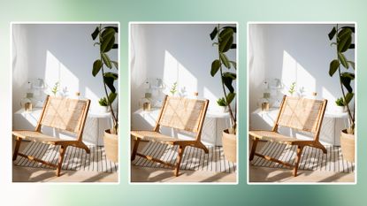 Image of rattan chair repeated three times