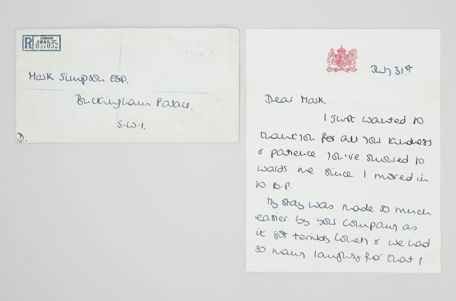 a photo of a letter written by princess diana