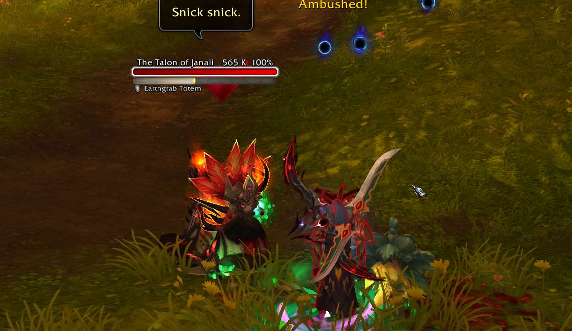 A screenshot of World of Warcraft: Midnight's Prey system. A player faces off against an enemy in the open world.