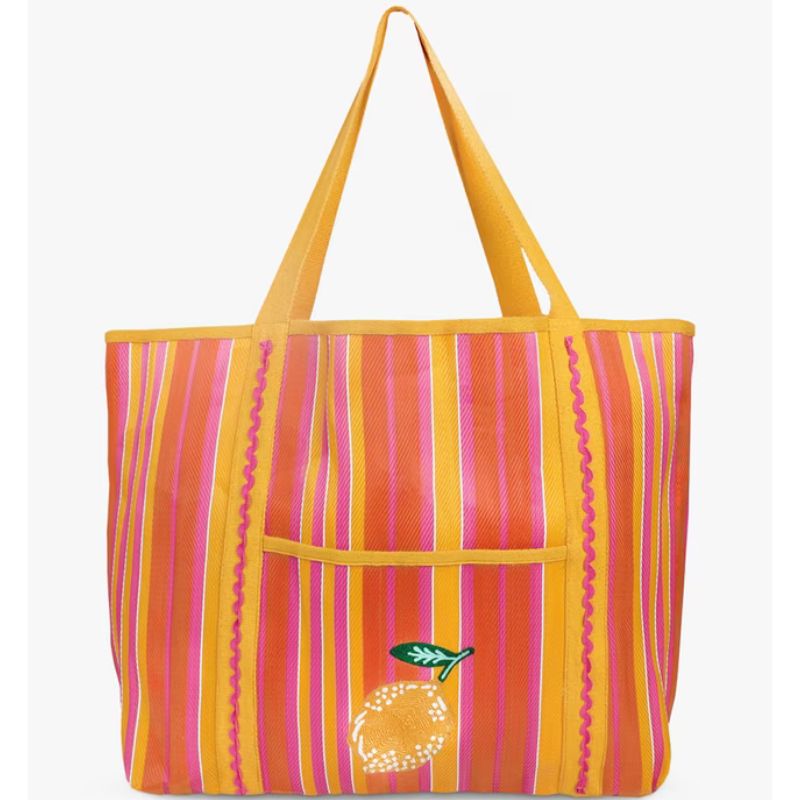 Talking Tables , Lemon &amp;amp; Striped Print Recycled Tote Bag
