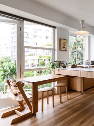 wood Kitchen with expandable island