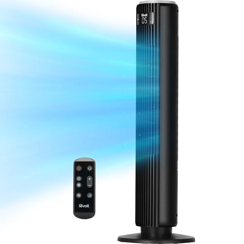 Levoit Classic 36 Inch Tower Fan for Bedroom, 25ft/s Airflow Standing Fan That Blows Cold Air for Home, 90&amp;deg; Oscillation, Quiet 28db, Remote, 12h Timer, 5 Speeds, 4 Modes With Smart Sensor, Black