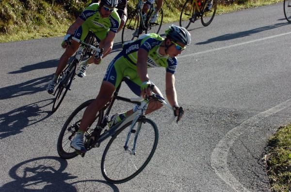 Peter Sagan (Liquigas-Doimo) makes his way down hill