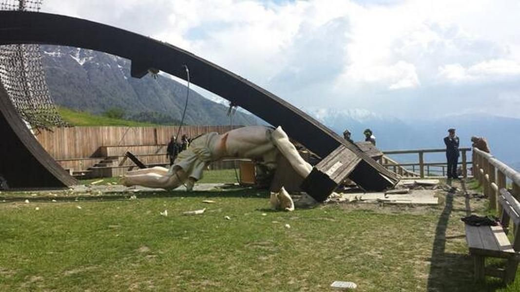 A giant crucifix dedicated to soon-to-be St. John Paul II fatally crushed a man