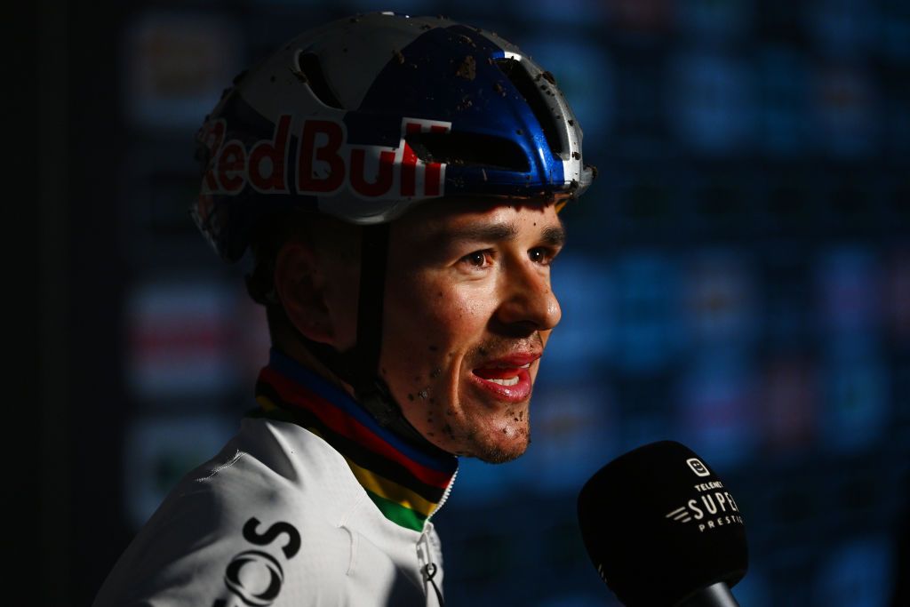 RIJKEVORSEL BELGIUM NOVEMBER 19 Thomas Pidcock of United Kingdom and Team INEOS Grenadiers attends to the media press after the 36th Superprestige Merksplas 2022 Mens Elite Superprestige2023 CXWorldCup CycloCross on November 19 2022 in Rijkevorsel Belgium Photo by Luc ClaessenGetty Images