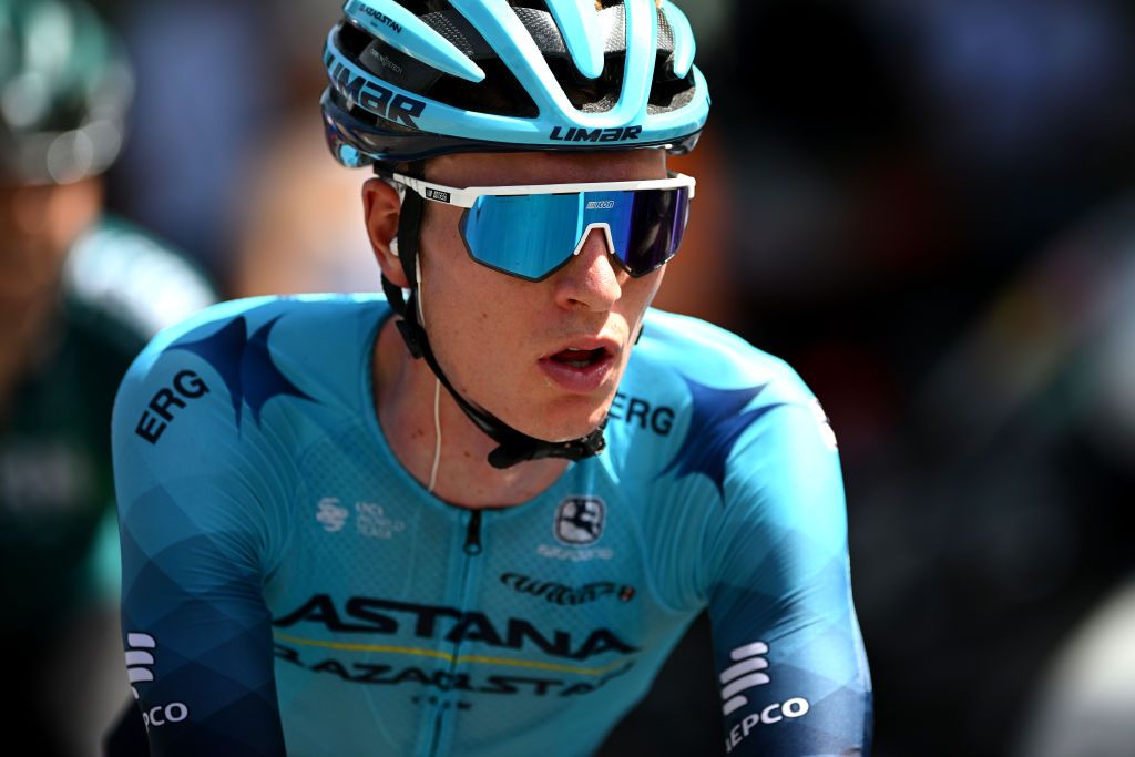 Stefan De Bod Stefan de Bod (Astana Qazaqstan) of South Africa finishes in bunch sprint on stage 2 of 2022 La Route dOccitanie