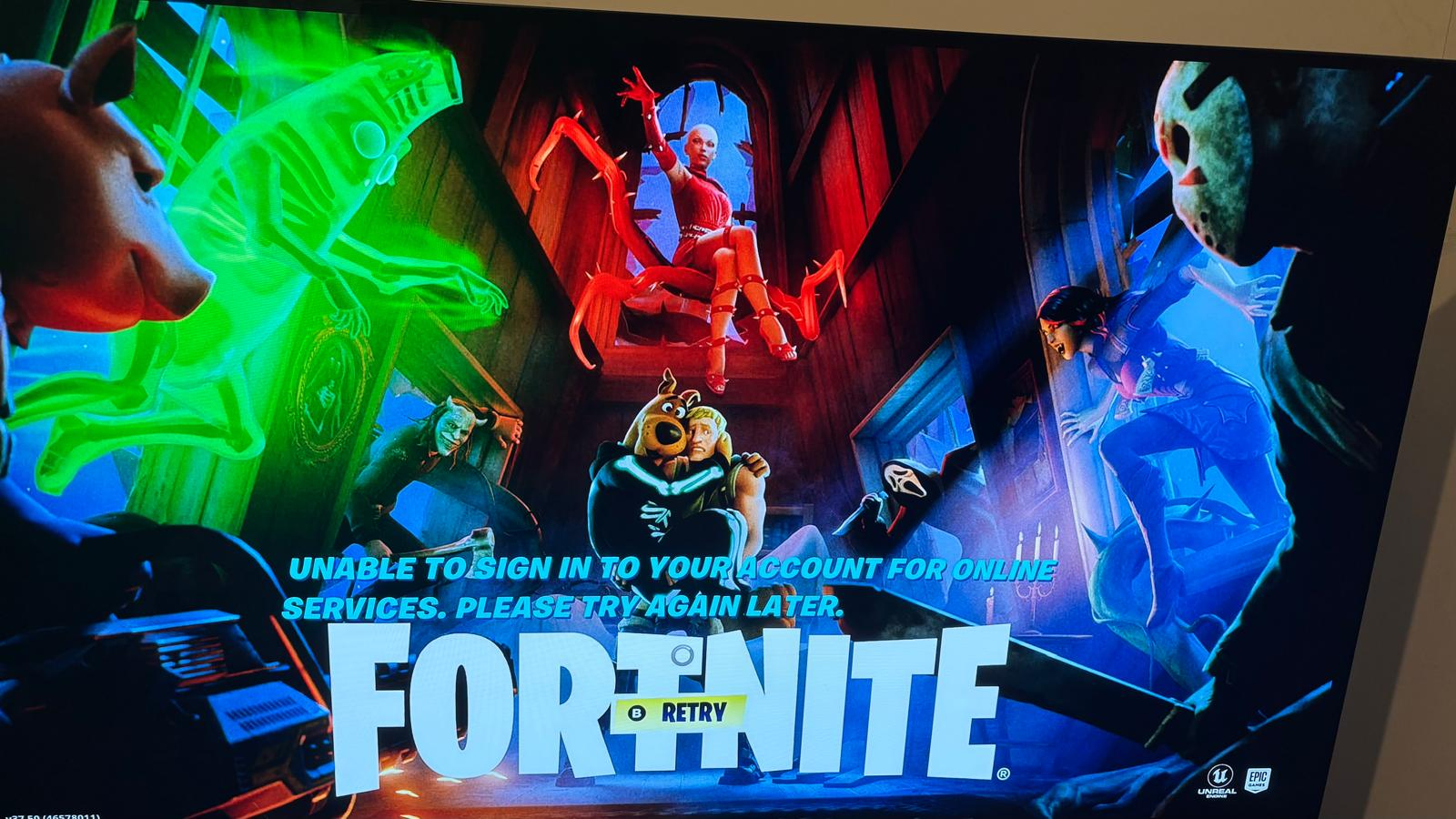 Fortnite login error screen