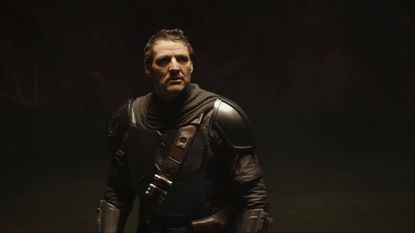 Pedro Pascal as Din Djarin unmasked in The Mandalorian and Grogu