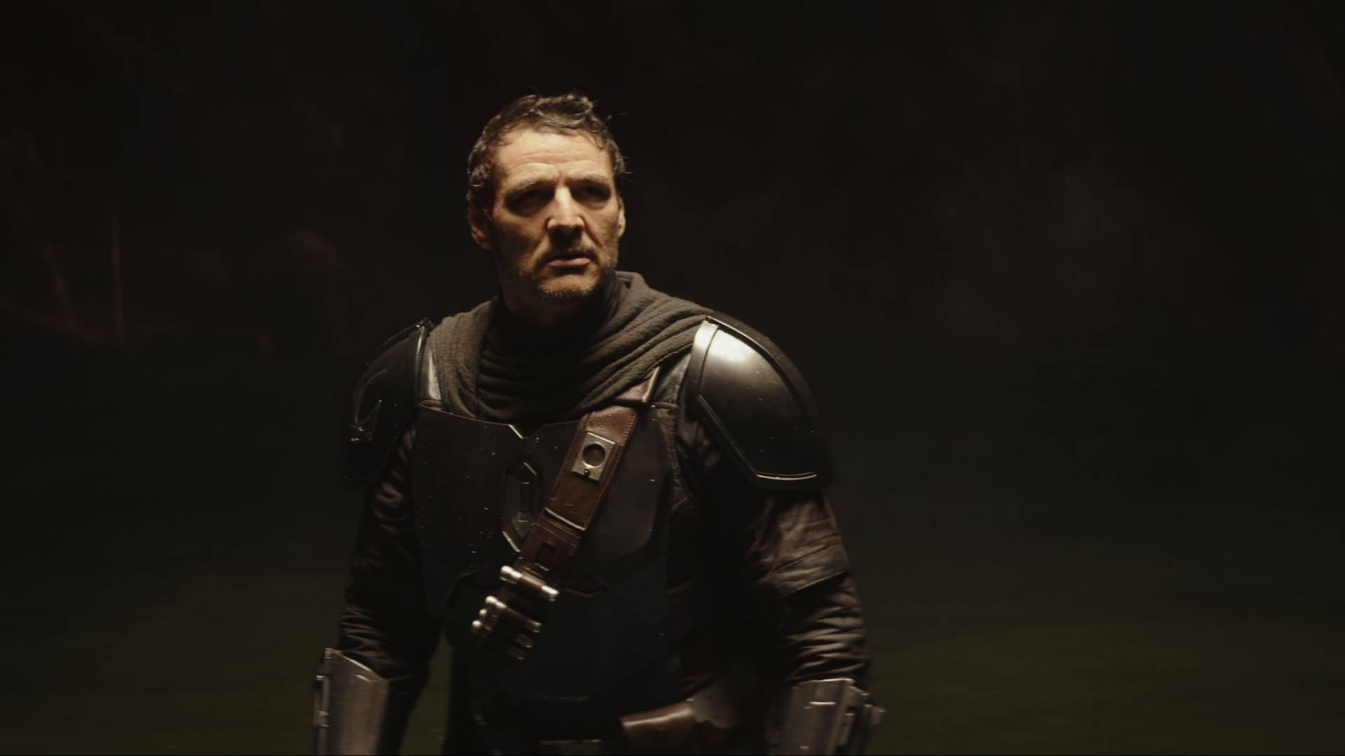 Pedro Pascal as Din Djarin unmasked in The Mandalorian and Grogu