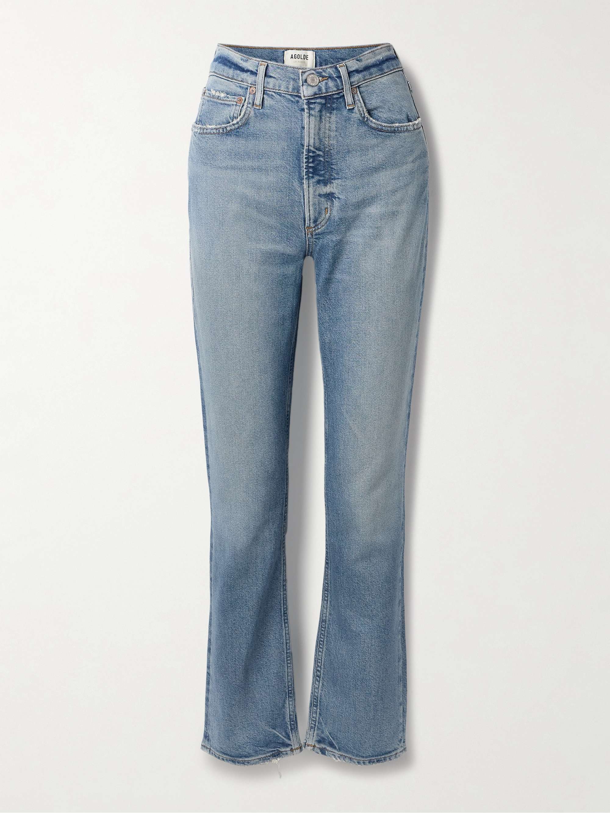 High Rise Stovepipe Frayed Straight-Leg Organic Jeans