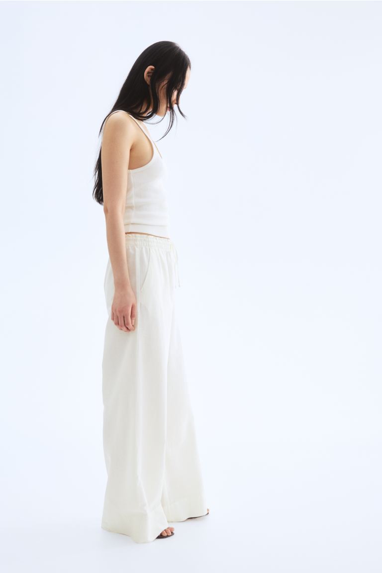 Wide-Leg Linen-Blend Pants