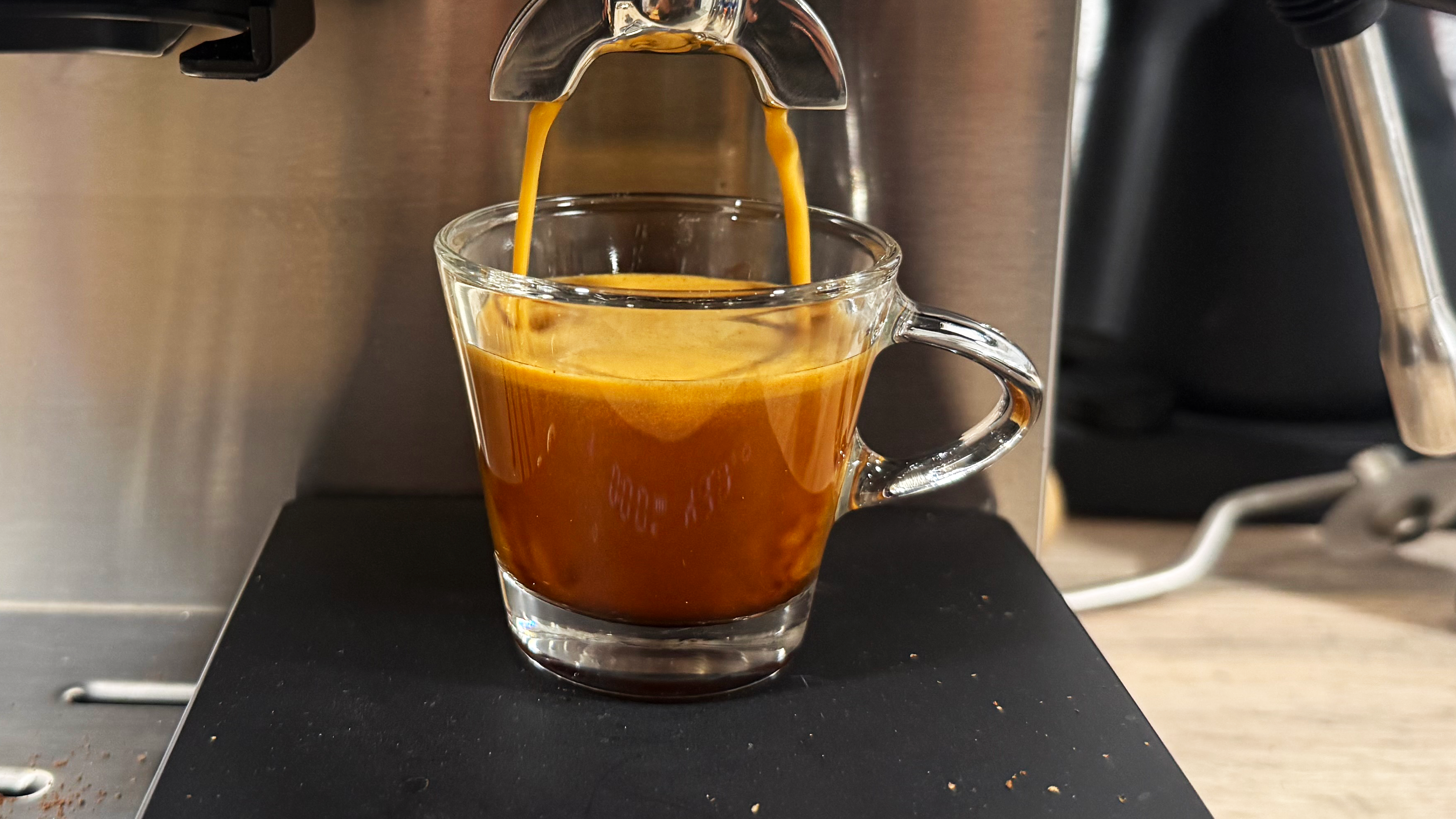 a shot of espresso made on the casabrews marenza