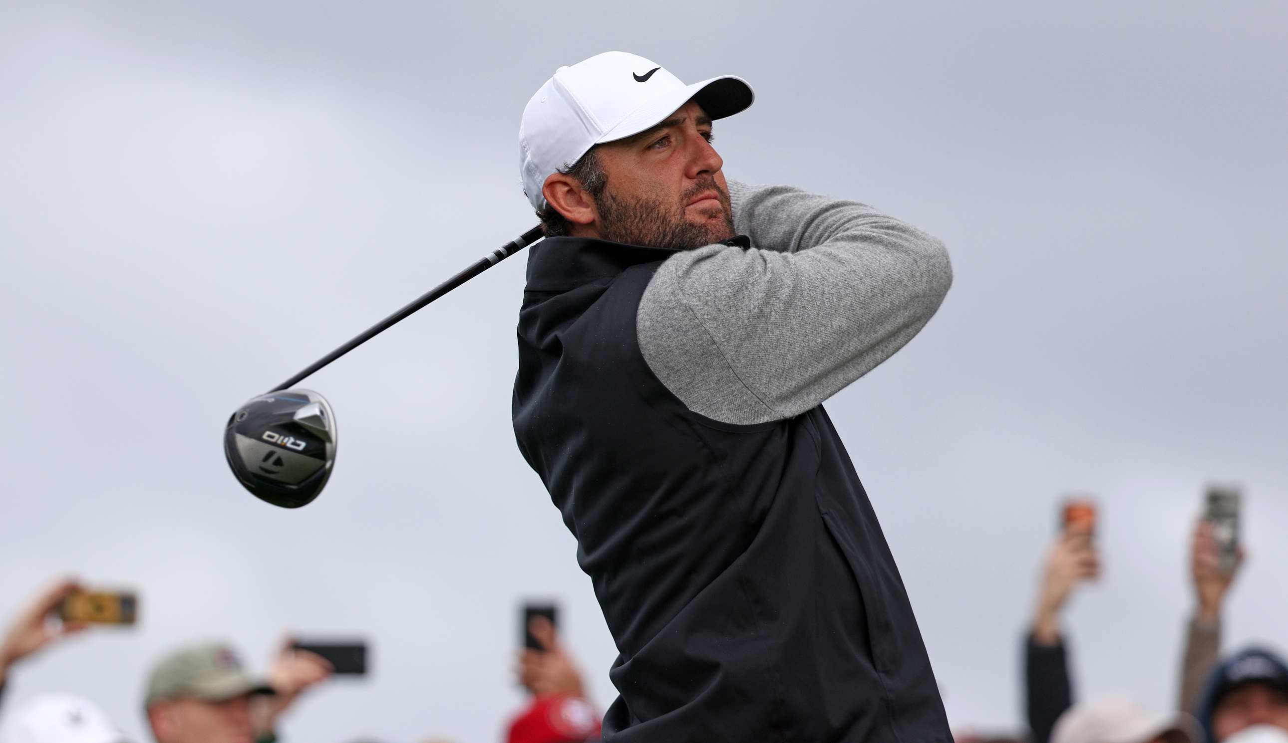 Scottie Scheffler hits a driver off the tee