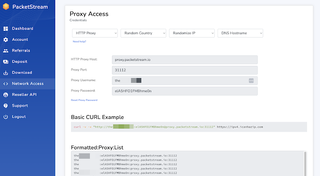 PacketStream Proxy Access page