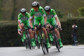 Team Bardiani CSF ride during the Team Time Trial on day one of the tour of 'La Mediterraneenne'