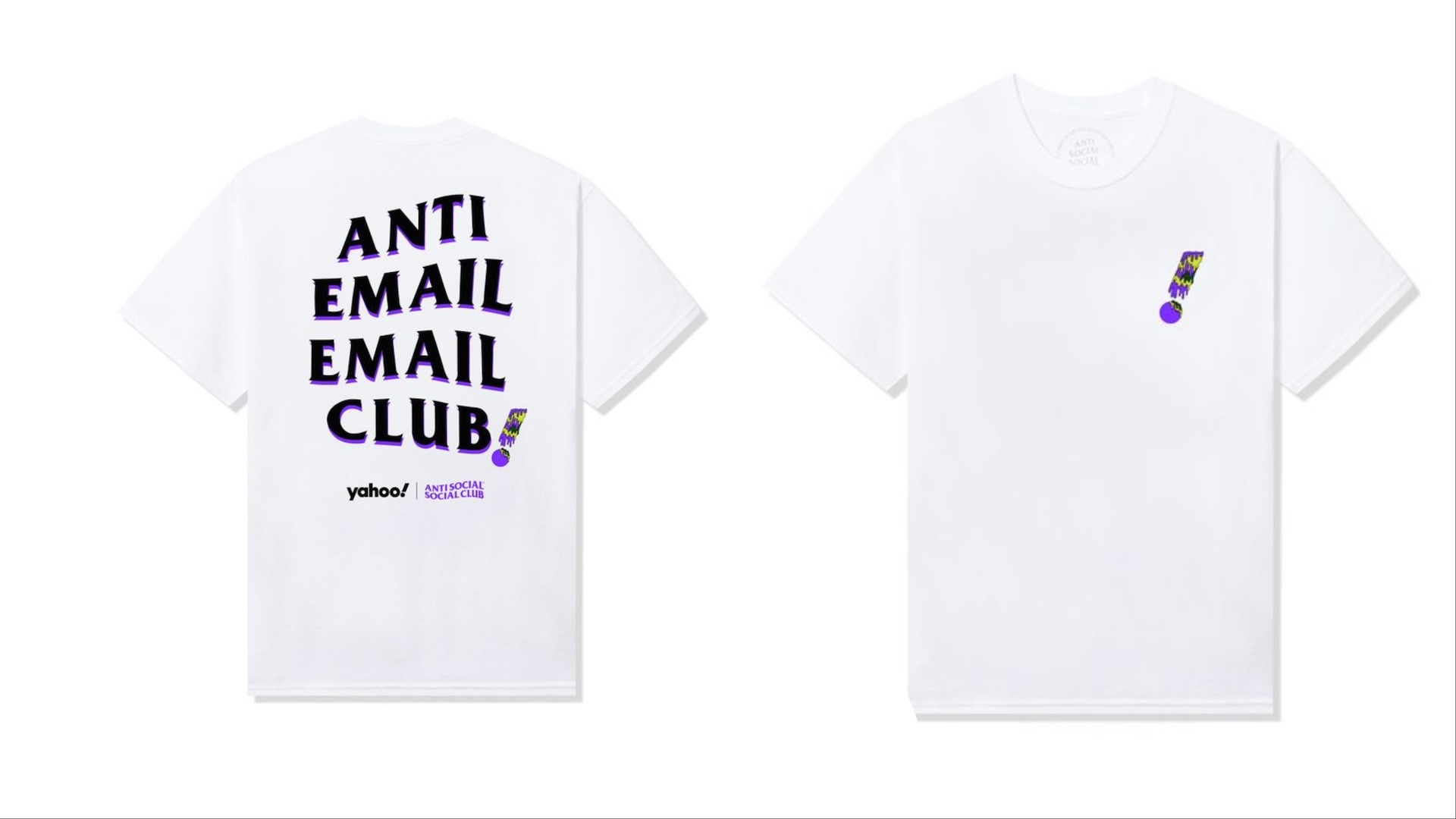 Anti Social Social Club t-shirt in white, side-by-side showing off the front and back print