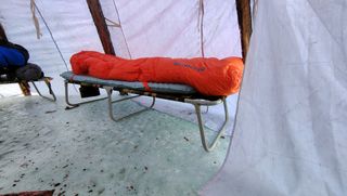 Camp bed setup during Rat Race's Mongol 100 ultra
