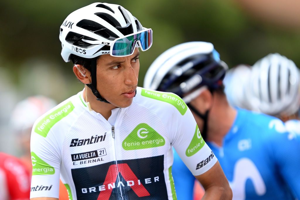 Egan Bernal in the best young rider&#039;s jersey at the Vuelta a España