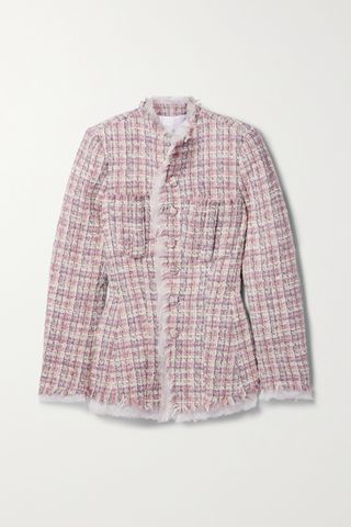Fraser Georgette-Trimmed Metallic Wool-Blend Tweed Jacket