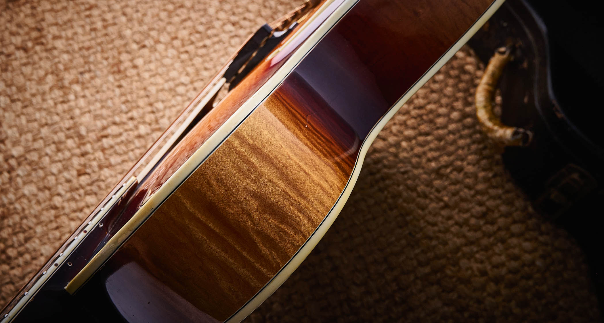 1942 D’Angelico New Yorker: the vintage archtop has a handsome brass tailpiece and decorative headstock that the NYC company would riff on in years to come.