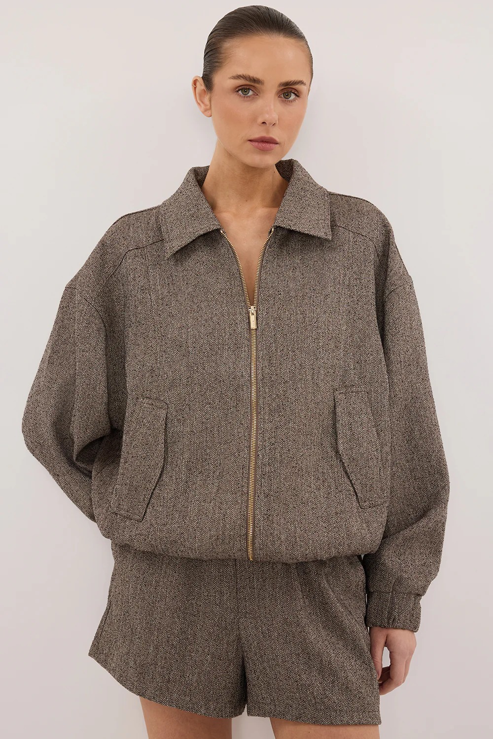 Dissh, Frankie Choc Tweed Bomber Jacket