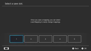 How to save custom mapping step six: Choose a slot from the five available spaces