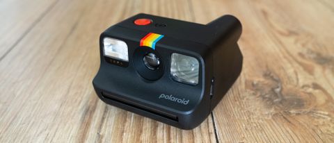 Polaroid Go 2 on a wooden floor