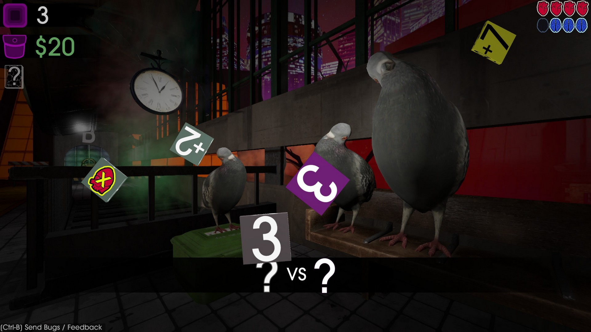 Rolling dice against pigeons in Moves of the Diamond Hand