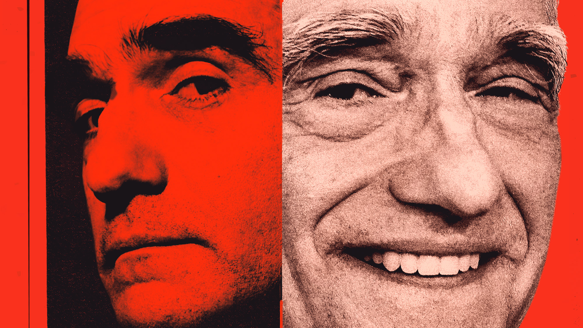 Key art for the documentary Mr. Scorsese, showing the director in his early years and the present day.