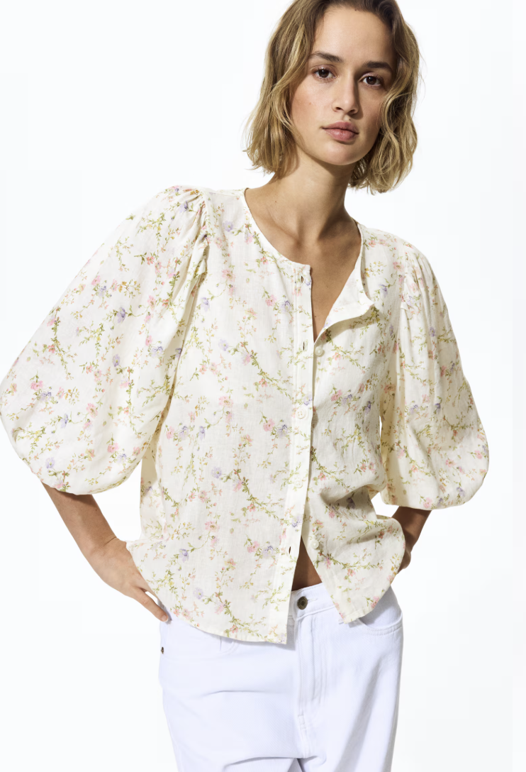 H&amp;amp;M, Linen-Blend Blouse